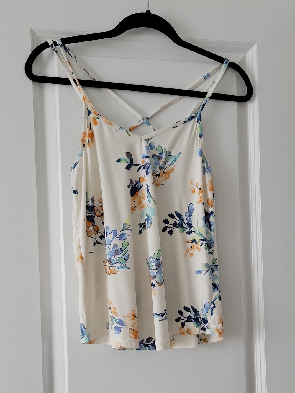 Papermoon Cream Floral Double-Strap Cami with Blue & Orange Blooms